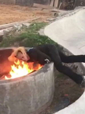 Falling into a fire pit Blank Meme Template