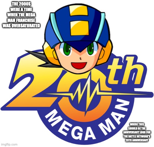 Fan-Made Battle Network's 20th Anniversary Logo | THE 2000S WERE A TIME WHEN THE MEGA MAN FRANCHISE WAS OVERSATURATED; WHERE THIS SHOULD BE THE ANNIVERSARY LOGO FOR THE BATTLE NETWORK'S 20TH ANNIVERSARY | image tagged in logo,megaman,megaman battle network,memes | made w/ Imgflip meme maker