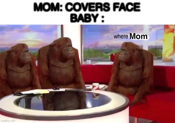 where banana | MOM: COVERS FACE
BABY :; Mom | image tagged in where banana | made w/ Imgflip meme maker