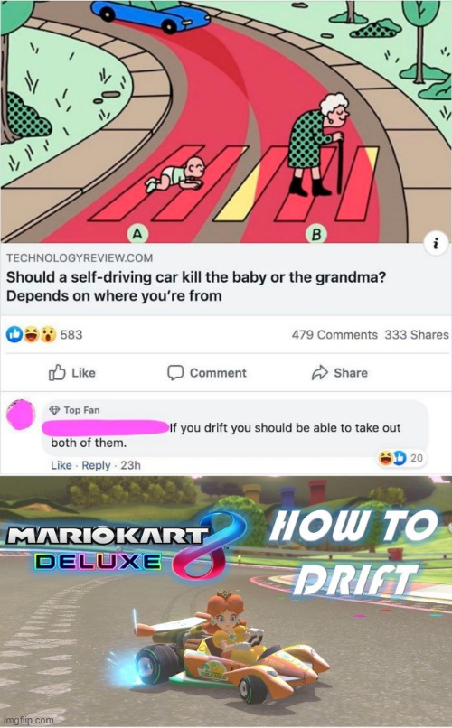 Hit them with a mini-turbo for double points! | image tagged in mario kart,memes,funny,dark humor,comments,grandma | made w/ Imgflip meme maker