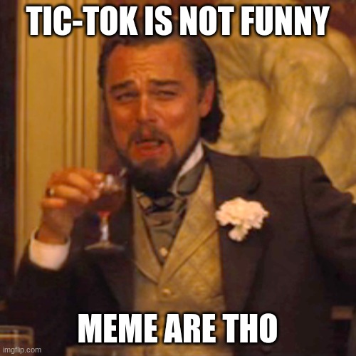 TIC-TOK IS NOT FUNNY MEME ARE THO | image tagged in memes,laughing leo | made w/ Imgflip meme maker