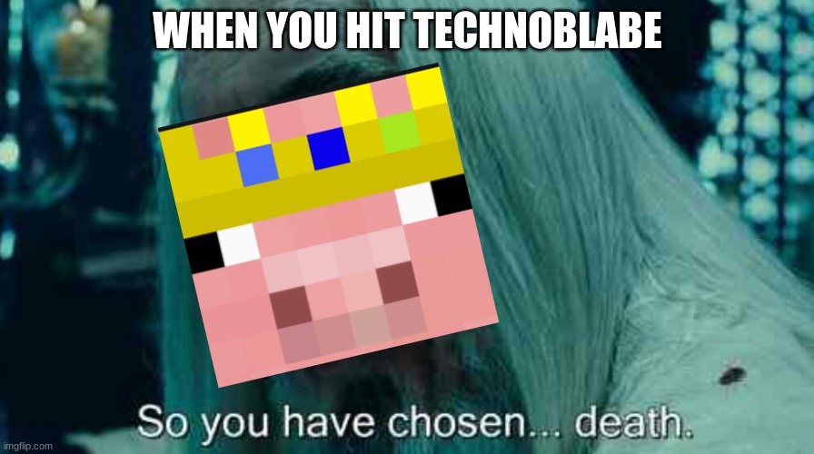 So you have chosen death | WHEN YOU HIT TECHNOBLABE | image tagged in so you have chosen death,technoblade | made w/ Imgflip meme maker