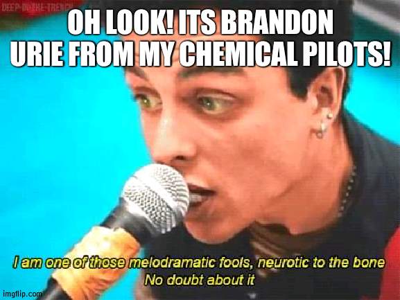 So cool! | OH LOOK! ITS BRANDON URIE FROM MY CHEMICAL PILOTS! | made w/ Imgflip meme maker