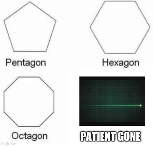 Pentagon | PATIENT GONE | image tagged in pentagon | made w/ Imgflip meme maker