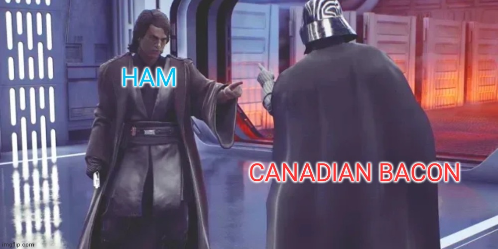 Anakin vs Darth Vader | HAM CANADIAN BACON | image tagged in anakin vs darth vader | made w/ Imgflip meme maker