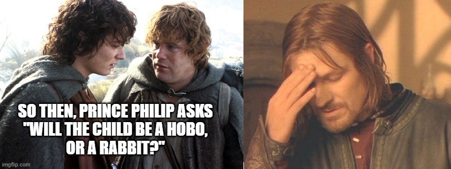 SO THEN, PRINCE PHILIP ASKS
"WILL THE CHILD BE A HOBO,
OR A RABBIT?" | image tagged in oprah,meghan markle,prince harry | made w/ Imgflip meme maker