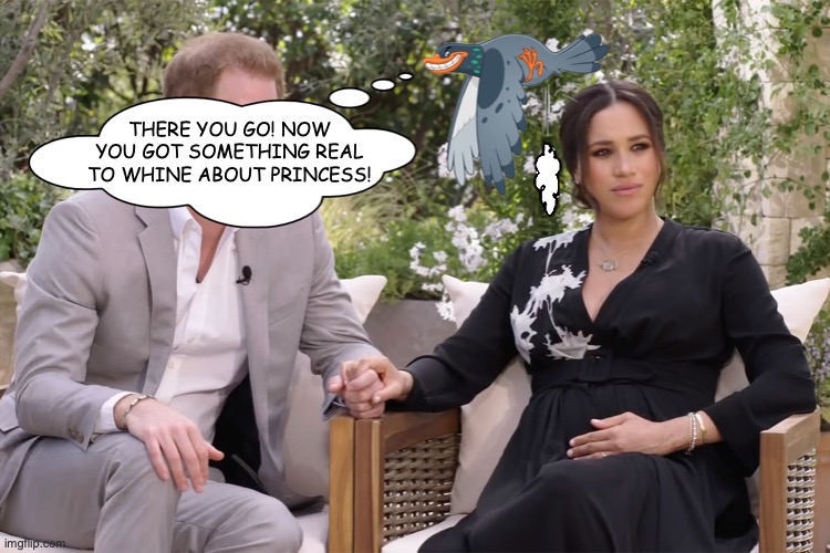 anyone else think that dress looked shitty? | THERE YOU GO! NOW YOU GOT SOMETHING REAL TO WHINE ABOUT PRINCESS! | image tagged in meghan markle,bird shit dress | made w/ Imgflip meme maker