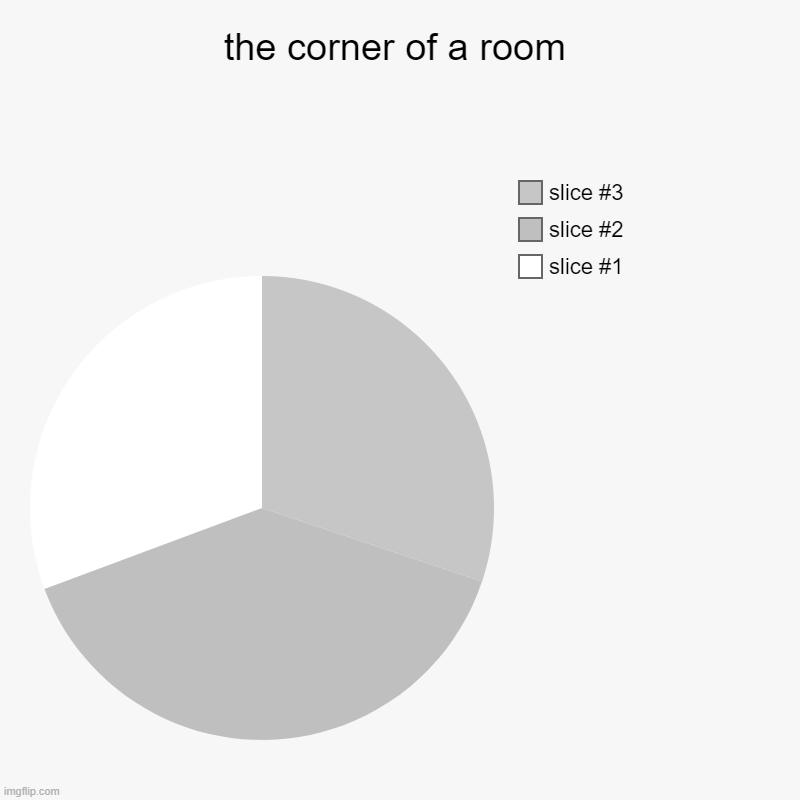 the corner of a room | | image tagged in charts,pie charts | made w/ Imgflip chart maker