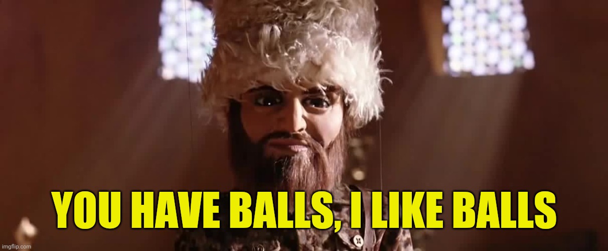 YOU HAVE BALLS, I LIKE BALLS | image tagged in team america i like balls | made w/ Imgflip meme maker