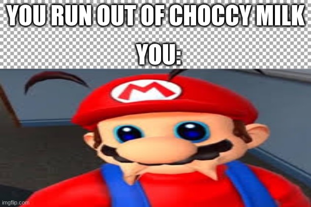 YOU RUN OUT OF CHOCCY MILK; YOU: | image tagged in mario | made w/ Imgflip meme maker