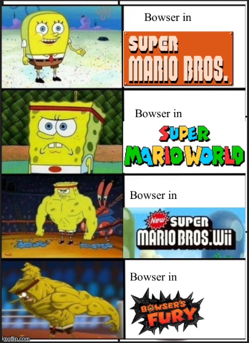 Bowser in a nutshell | image tagged in mario,bowser,spongebob strength | made w/ Imgflip meme maker