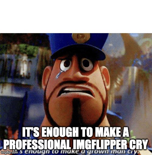 It's enough to make a grown man cry | IT'S ENOUGH TO MAKE A PROFESSIONAL IMGFLIPPER CRY | image tagged in it's enough to make a grown man cry | made w/ Imgflip meme maker