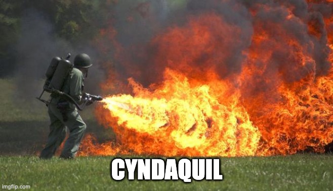 flamethrower | CYNDAQUIL | image tagged in flamethrower | made w/ Imgflip meme maker