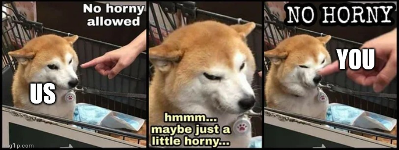 Just a little horny | YOU US | image tagged in just a little horny | made w/ Imgflip meme maker