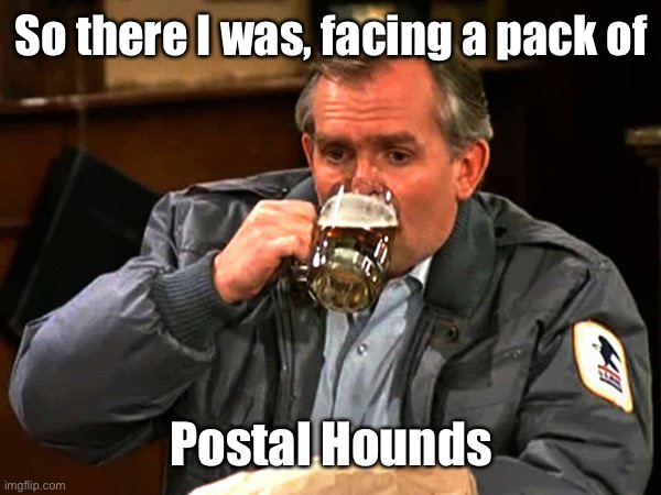 Cliff Clavin | So there I was, facing a pack of Postal Hounds | image tagged in cliff clavin | made w/ Imgflip meme maker