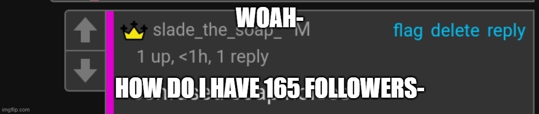 i dont deserve these how- | WOAH-; HOW DO I HAVE 165 FOLLOWERS- | image tagged in soap confused | made w/ Imgflip meme maker