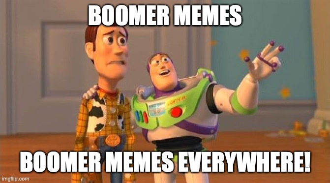 Boomer Memes Everywhere! |  BOOMER MEMES; BOOMER MEMES EVERYWHERE! | image tagged in toystory everywhere | made w/ Imgflip meme maker
