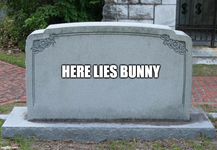 Gravestone | HERE LIES BUNNY | image tagged in gravestone | made w/ Imgflip meme maker
