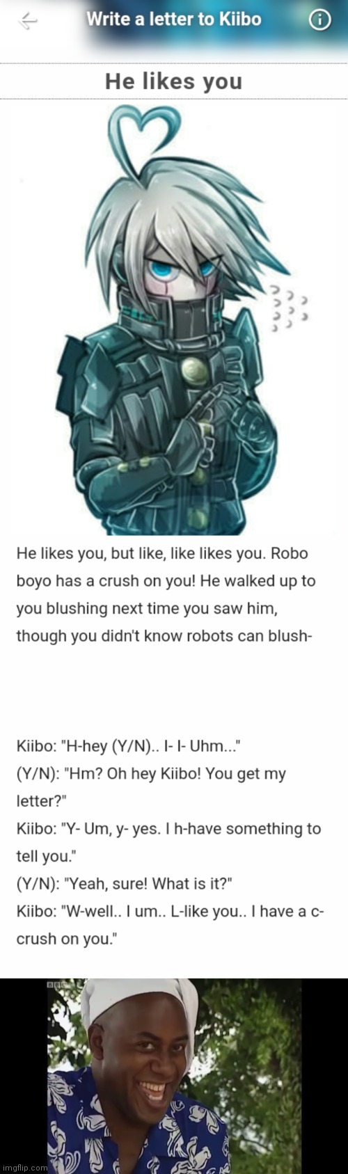 Robo boi likes me~ | image tagged in hehe boi | made w/ Imgflip meme maker