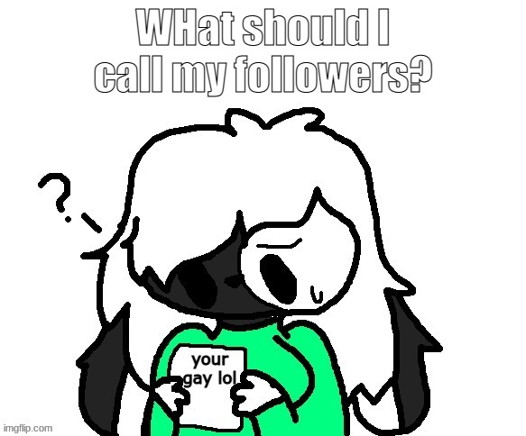 Love all 161 of you btw <3 | WHat should I call my followers? | image tagged in ur g a y l o l | made w/ Imgflip meme maker