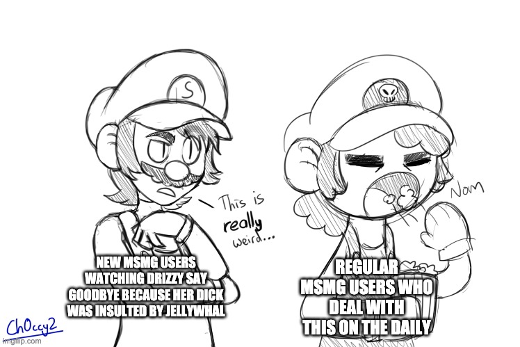 REGULAR MSMG USERS WHO DEAL WITH THIS ON THE DAILY; NEW MSMG USERS WATCHING DRIZZY SAY GOODBYE BECAUSE HER DICK WAS INSULTED BY JELLYWHAL | made w/ Imgflip meme maker