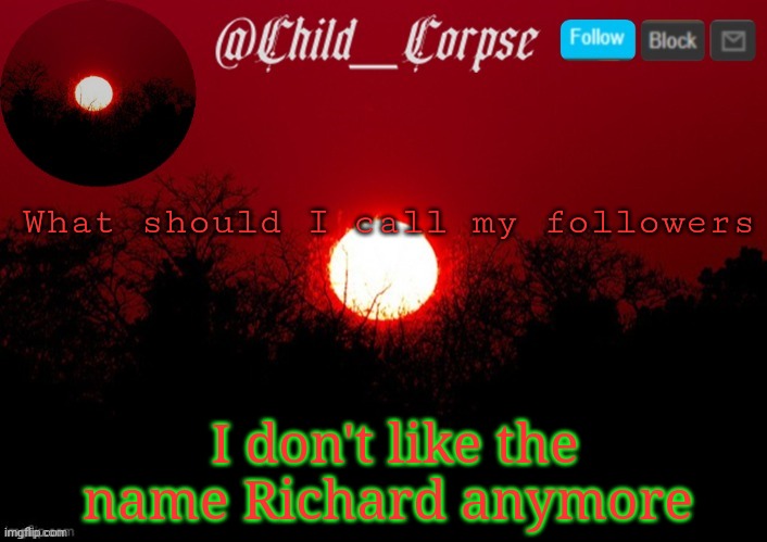 T | What should I call my followers; I don't like the name Richard anymore | image tagged in t | made w/ Imgflip meme maker