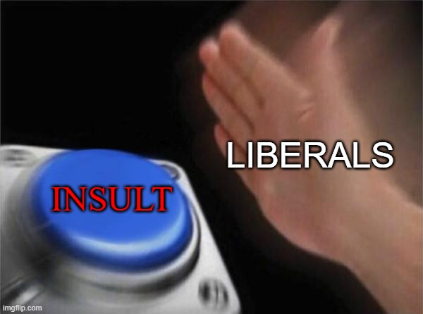 Blank Nut Button Meme | LIBERALS; INSULT | image tagged in memes,liberal logic,stupid liberals,libtards | made w/ Imgflip meme maker