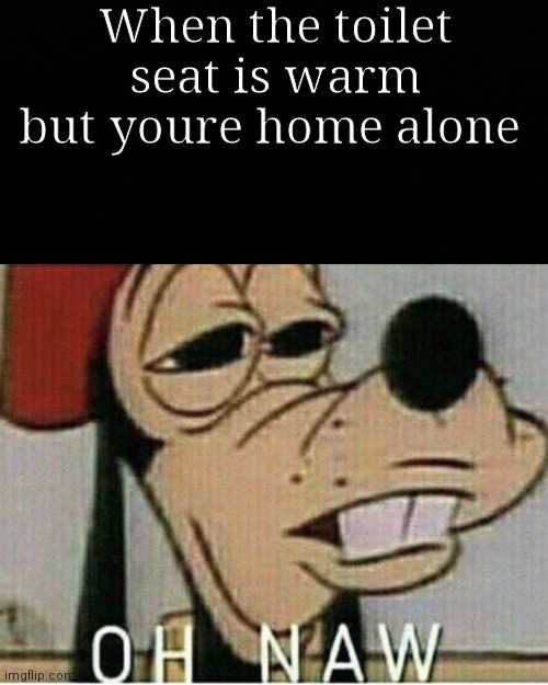 Nah, naw to the naw-naw | When the toilet seat is warm but youre home alone | image tagged in oh naw goofey,oh naw,lol,funny,memes,haha | made w/ Imgflip meme maker