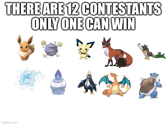 hi |  THERE ARE 12 CONTESTANTS
ONLY ONE CAN WIN | image tagged in blank white template | made w/ Imgflip meme maker