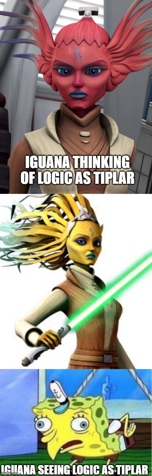 IGUANA THINKING OF LOGIC AS TIPLAR; IGUANA SEEING LOGIC AS TIPLAR | image tagged in memes,mocking spongebob | made w/ Imgflip meme maker