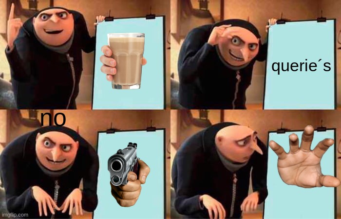 Gru's Plan | querie´s; no | image tagged in memes,gru's plan | made w/ Imgflip meme maker