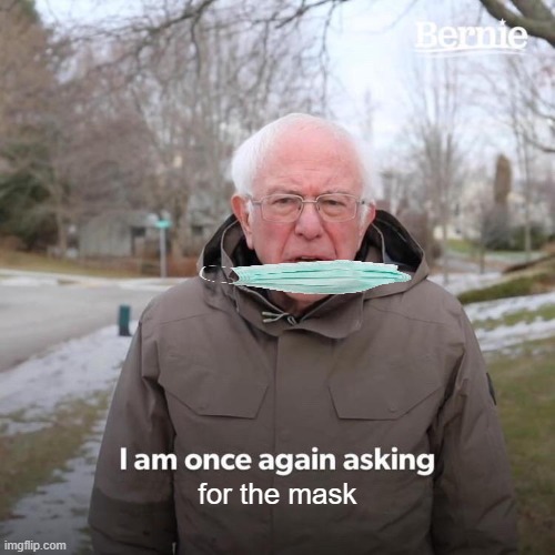 Bernie I Am Once Again Asking For Your Support | for the mask | image tagged in memes,bernie i am once again asking for your support | made w/ Imgflip meme maker