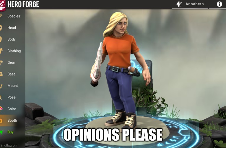 Annabeth |  OPINIONS PLEASE | image tagged in percy jackson,heroforge,opinions | made w/ Imgflip meme maker