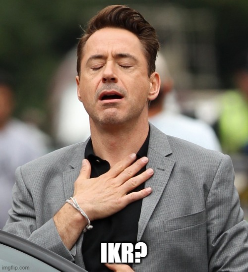 relieved rdj | IKR? | image tagged in relieved rdj | made w/ Imgflip meme maker