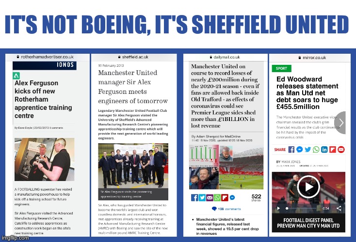 The Devils competing with Rolls Royce | IT'S NOT BOEING, IT'S SHEFFIELD UNITED | image tagged in manchester united,boeing,corruption,vatican,britain,vladimir putin | made w/ Imgflip meme maker