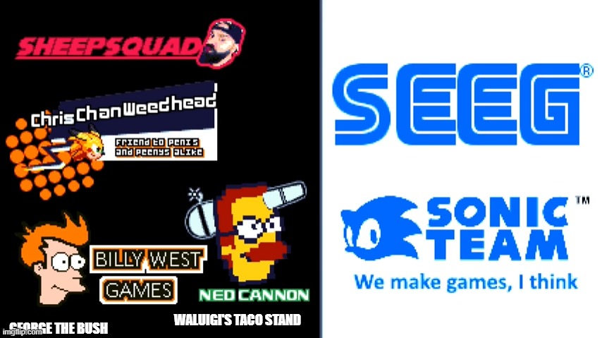 Another Mania screen | WALUIGI'S TACO STAND; GEORGE THE BUSH | made w/ Imgflip meme maker