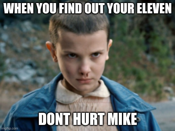 Eleven and mike are back together | WHEN YOU FIND OUT YOUR ELEVEN; DONT HURT MIKE | image tagged in stranger things | made w/ Imgflip meme maker