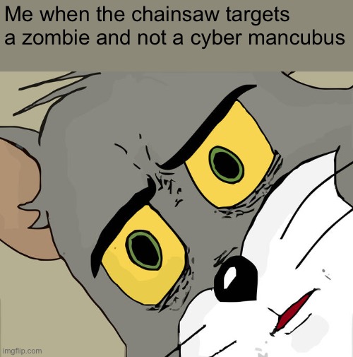 Unsettled Tom | Me when the chainsaw targets a zombie and not a cyber mancubus | image tagged in memes,unsettled tom | made w/ Imgflip meme maker