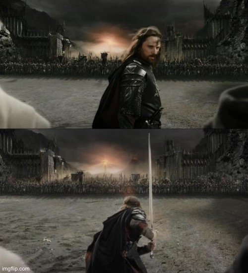 Aragorn in battle | image tagged in aragorn in battle | made w/ Imgflip meme maker