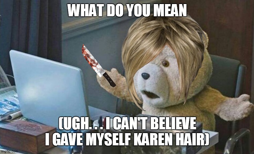 what do you mean? | WHAT DO YOU MEAN (UGH. . . I CAN'T BELIEVE I GAVE MYSELF KAREN HAIR) | image tagged in what do you mean | made w/ Imgflip meme maker
