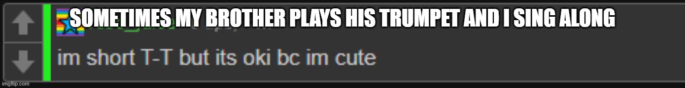 bc im cute | SOMETIMES MY BROTHER PLAYS HIS TRUMPET AND I SING ALONG | image tagged in bc im cute | made w/ Imgflip meme maker