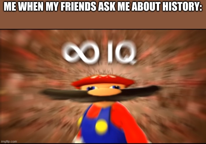 Infinity IQ Mario | ME WHEN MY FRIENDS ASK ME ABOUT HISTORY: | image tagged in infinity iq mario | made w/ Imgflip meme maker