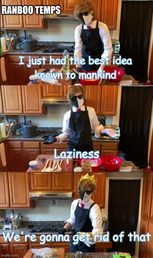 Yay temps | RANBOO TEMPS | image tagged in i had the best idea known to mankind,laziness ranboo,we're gonna get rid of that | made w/ Imgflip meme maker