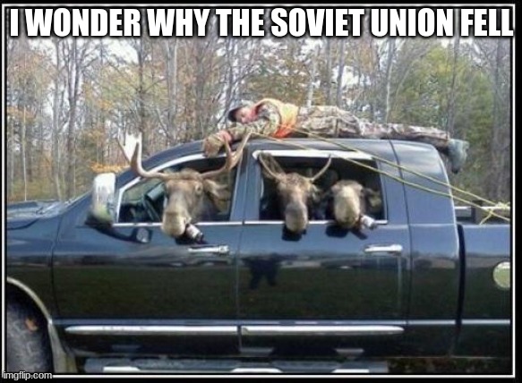 Sadness | I WONDER WHY THE SOVIET UNION FELL | image tagged in in soviet russia mooses | made w/ Imgflip meme maker