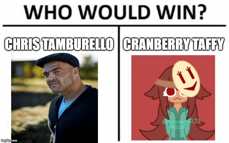 WHICH CT IS THE BEST | CHRIS TAMBURELLO; CRANBERRY TAFFY | image tagged in memes,who would win | made w/ Imgflip meme maker