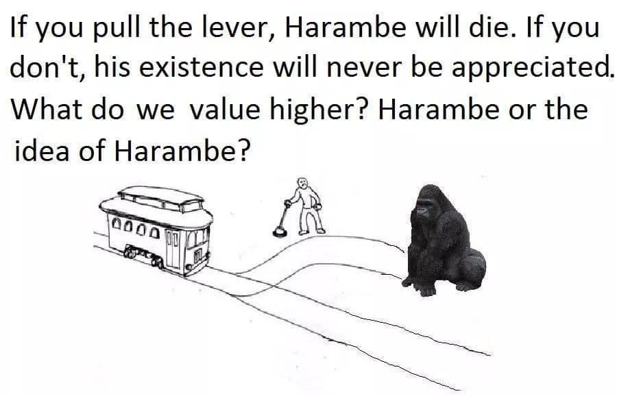 Harambe trolley problem Blank Meme Template