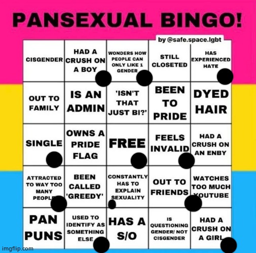 PANSEXUALITY!!! | image tagged in pansexual bingo | made w/ Imgflip meme maker