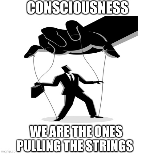 Consciousness | CONSCIOUSNESS; WE ARE THE ONES PULLING THE STRINGS | image tagged in consciousness,conspiracy,truth,woke | made w/ Imgflip meme maker