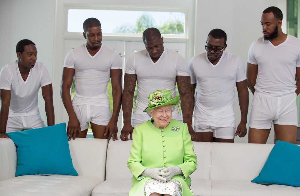 Queen Elizabeth and 5 Guys Blank Meme Template