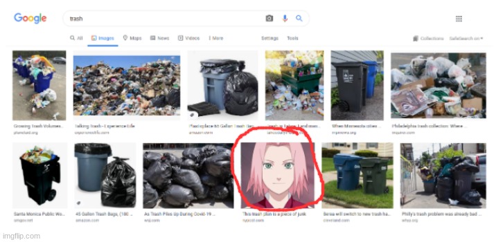 sakura is trash | image tagged in trash,sakura,sakura trash | made w/ Imgflip meme maker